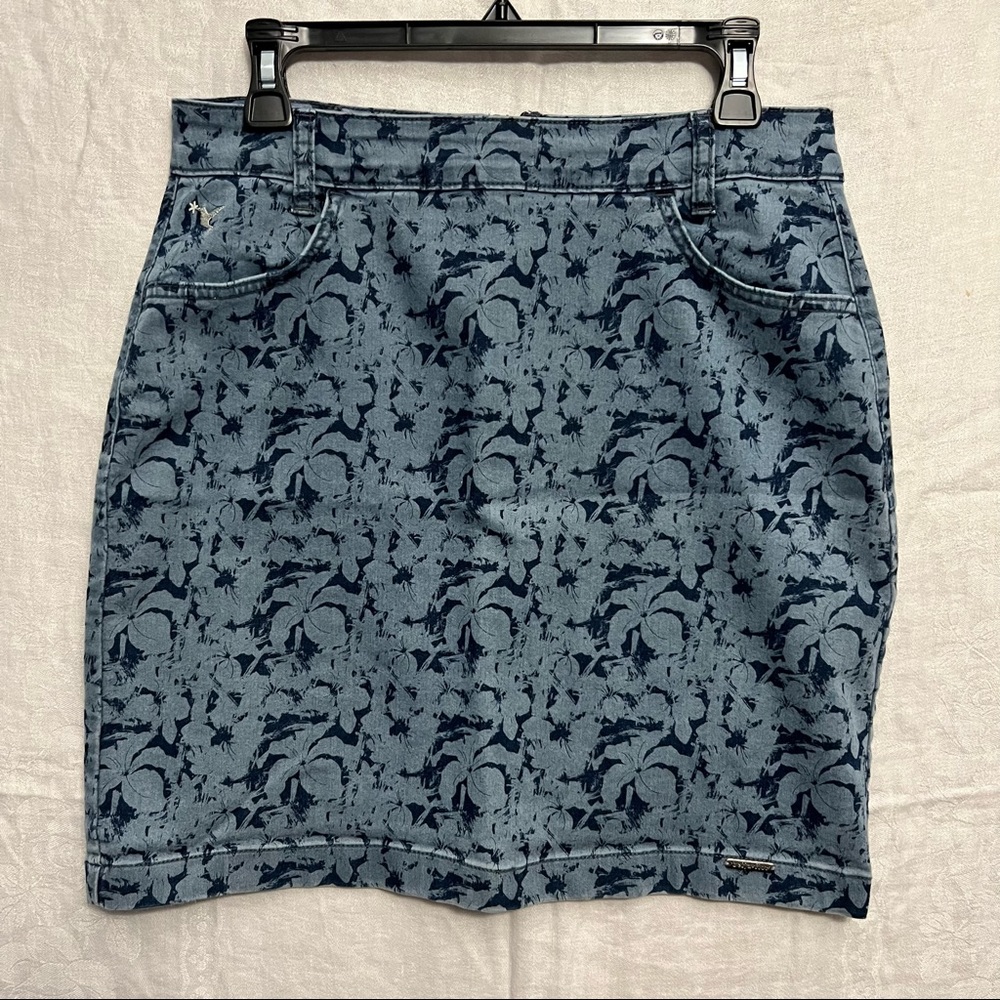 Beija flor stretch denim mini skirt size 6